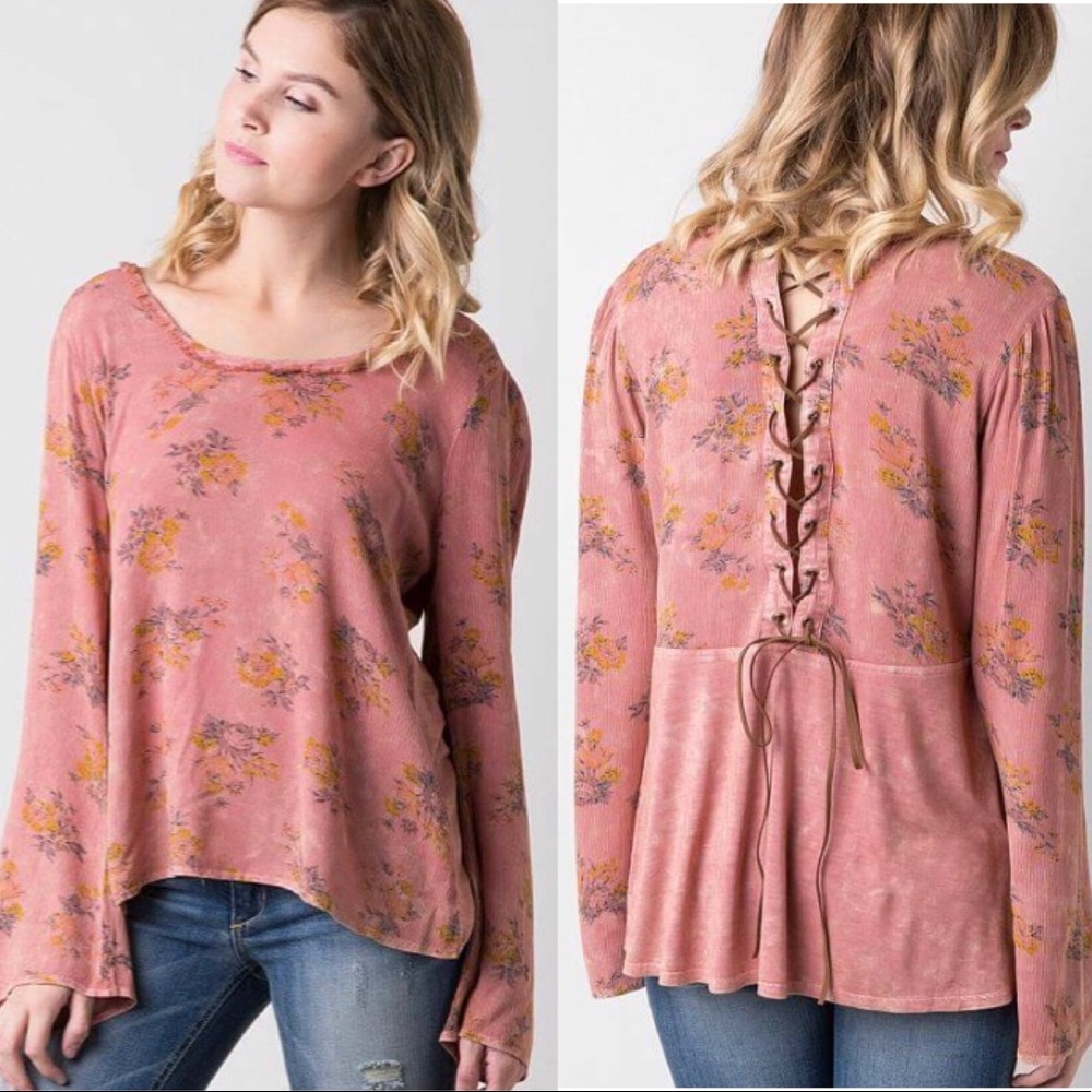 Buckle- gimmicks by BKE Lace-Up Peasant Top